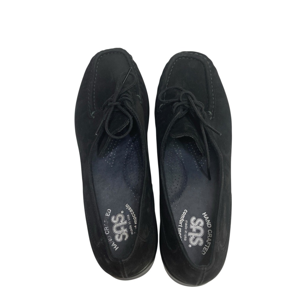 SAS Petra Lace Up Oxford Shoes Suede Comfort Moccasin Women's 7.5 N‎ Black Flats - Picture 8 of 10